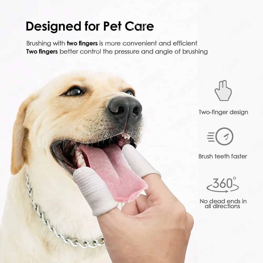 12/2Pc Pet Two-Finger Brushing Finger Cots Remove Tartar Cochlear Clean for Cat Dog Toothbrush Oral Care Finger Cover Pet Care