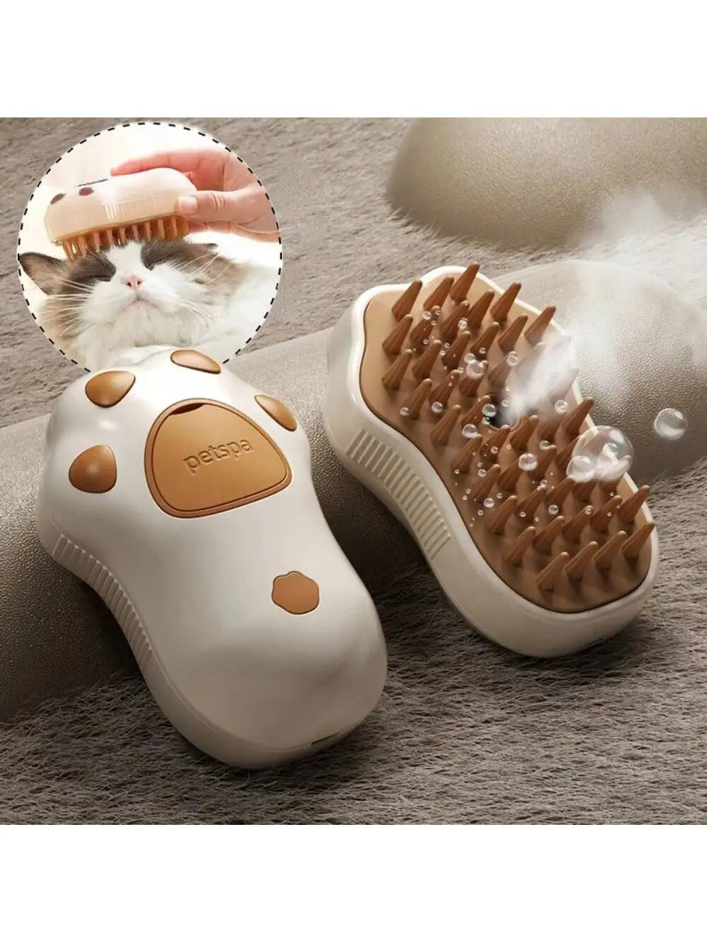 3-In-1 Electric Pet Brush Steam Spray&Massage Dog Cat Grooming Brush Painless Hair Removal Comb for Shedding Control USB Rechar